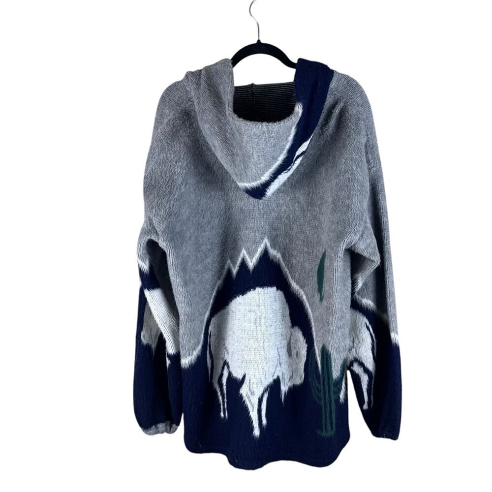 Aguilas 90s Y2K Artesanias Sweater Jacket Tribal Ecuador Fuzzy Alpaca Indigenous - Picture 2 of 11